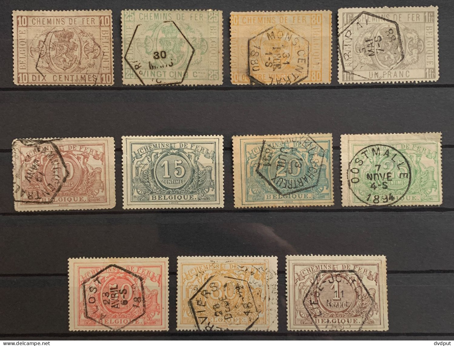 België, 1879-94, Samenstelling Tussen TR1 En 13, Gestempeld (TR8 Is MH*) OBP 154€ - Oblitérés