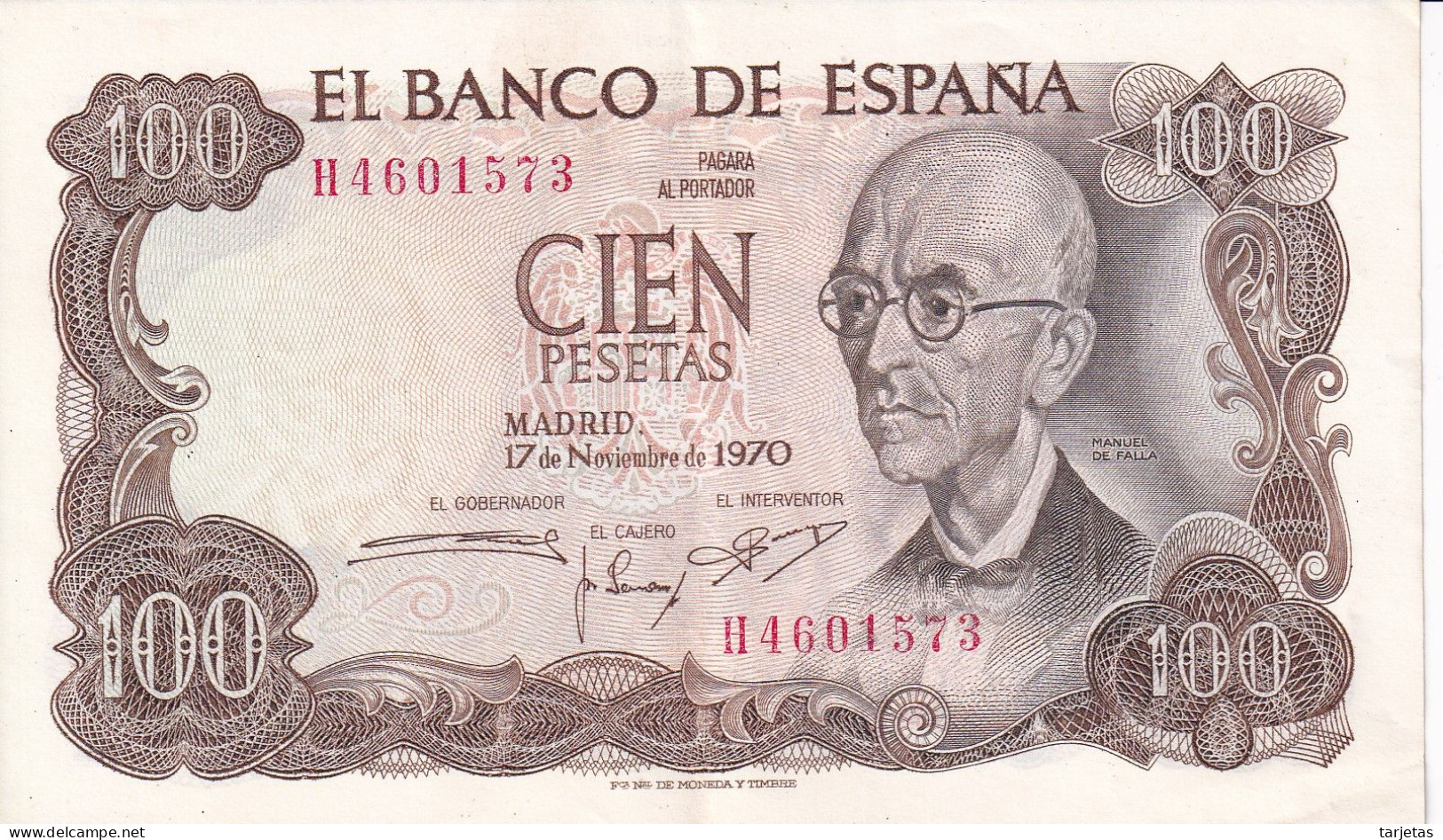 BILLETE DE 100 PTAS DEL AÑO 1970 SERIE H EN CALIDAD EBC (XF) (BANK NOTE) - 100 Pesetas