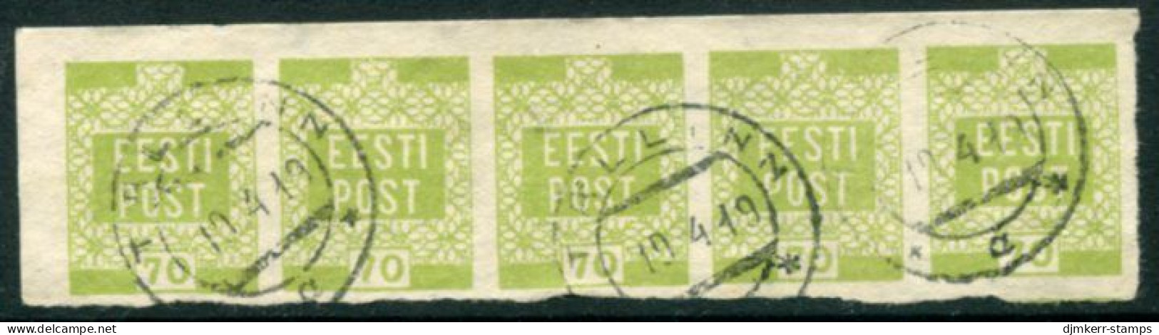 ESTONIA 1918 Definitive 70P. Used Strip Of 5.  Michel 4 - Estland