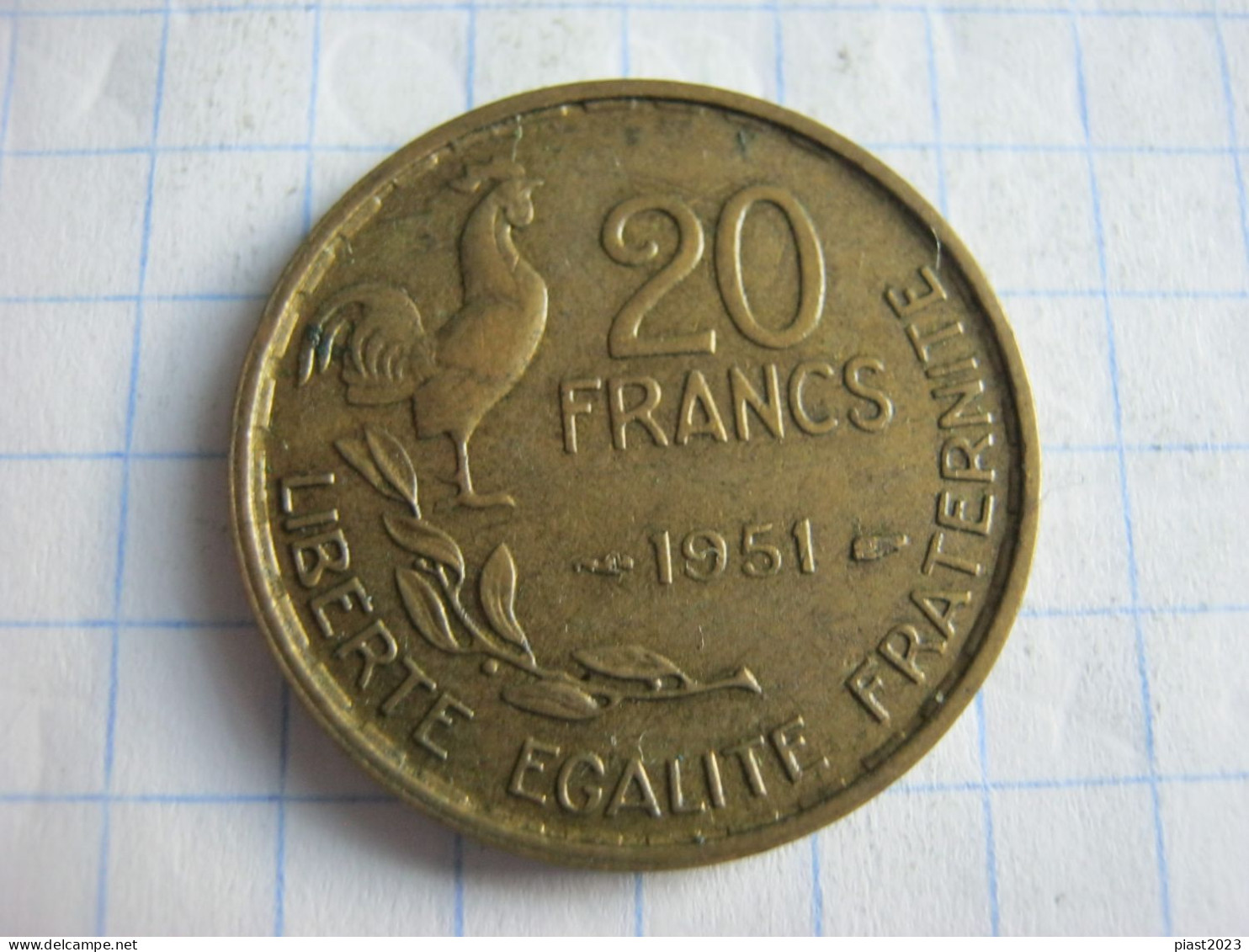France 20 Francs 1951 ( G Guiraud ) 4 Feathers - 20 Francs