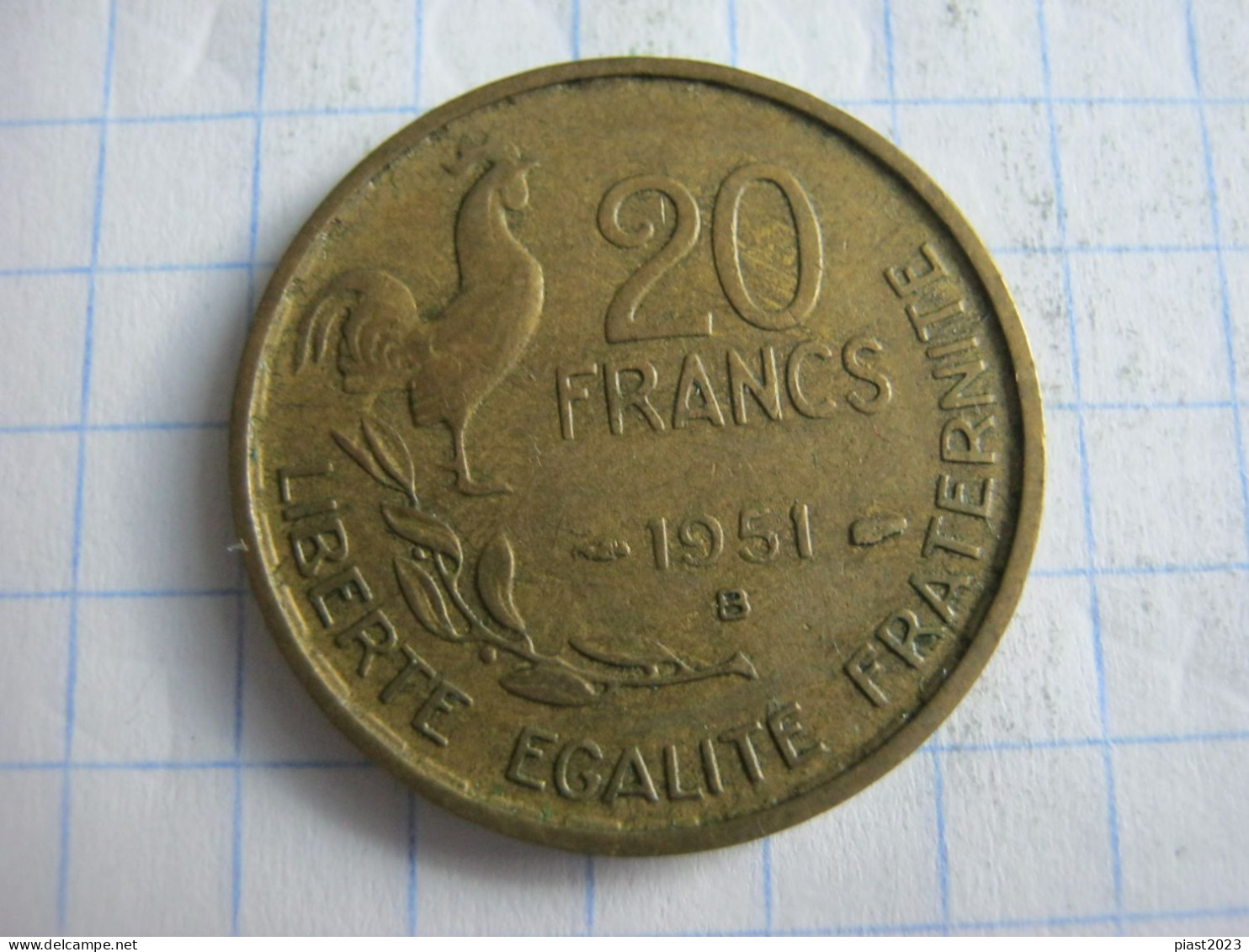 France 20 Francs 1951 B ( G Guiraud ) 4 Feathers - 20 Francs