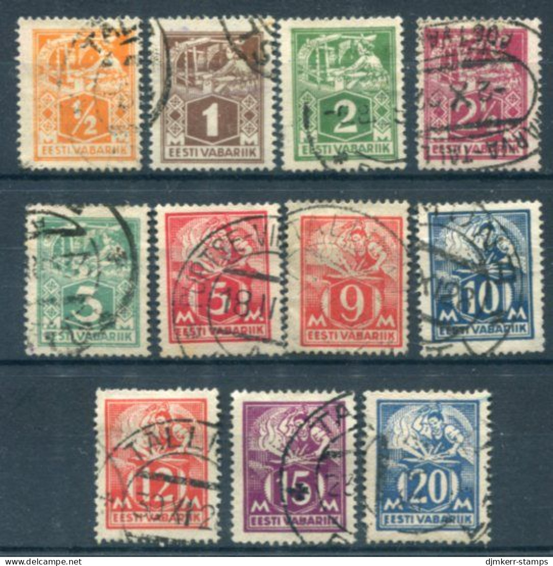 ESTONIA 1922-25 Handworker Definitive Set  Used.  Michel 32-39, 57-59 - Estland