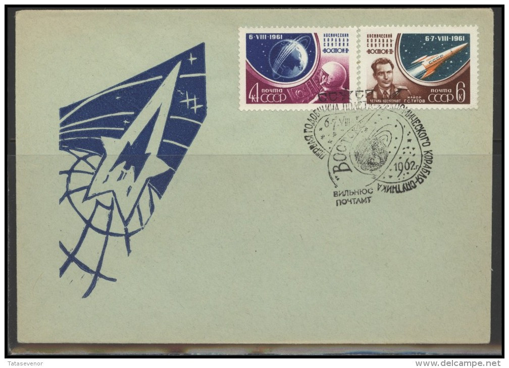 RUSSIA USSR Private Envelope LITHUANIA VILNIUS VNO-klub-043 Space Exploration Vostok-2 Anniversary - Locales & Privées