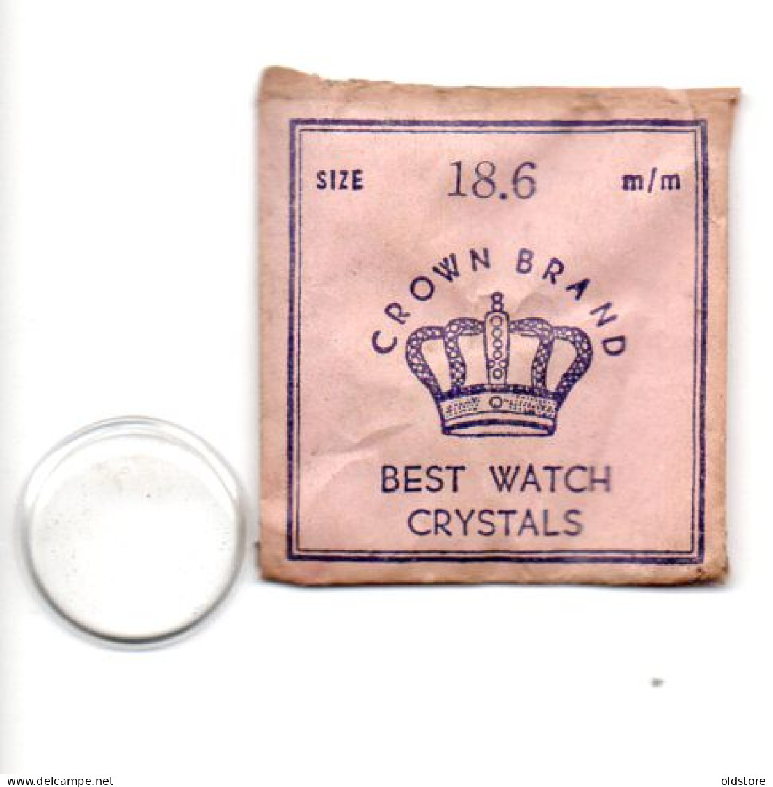 CROWN BRAND - Replacement Watch Crystal - Size 18.6 Mm - Made In Hong Kong - Original Vintage Genuine Parts - Otros & Sin Clasificación