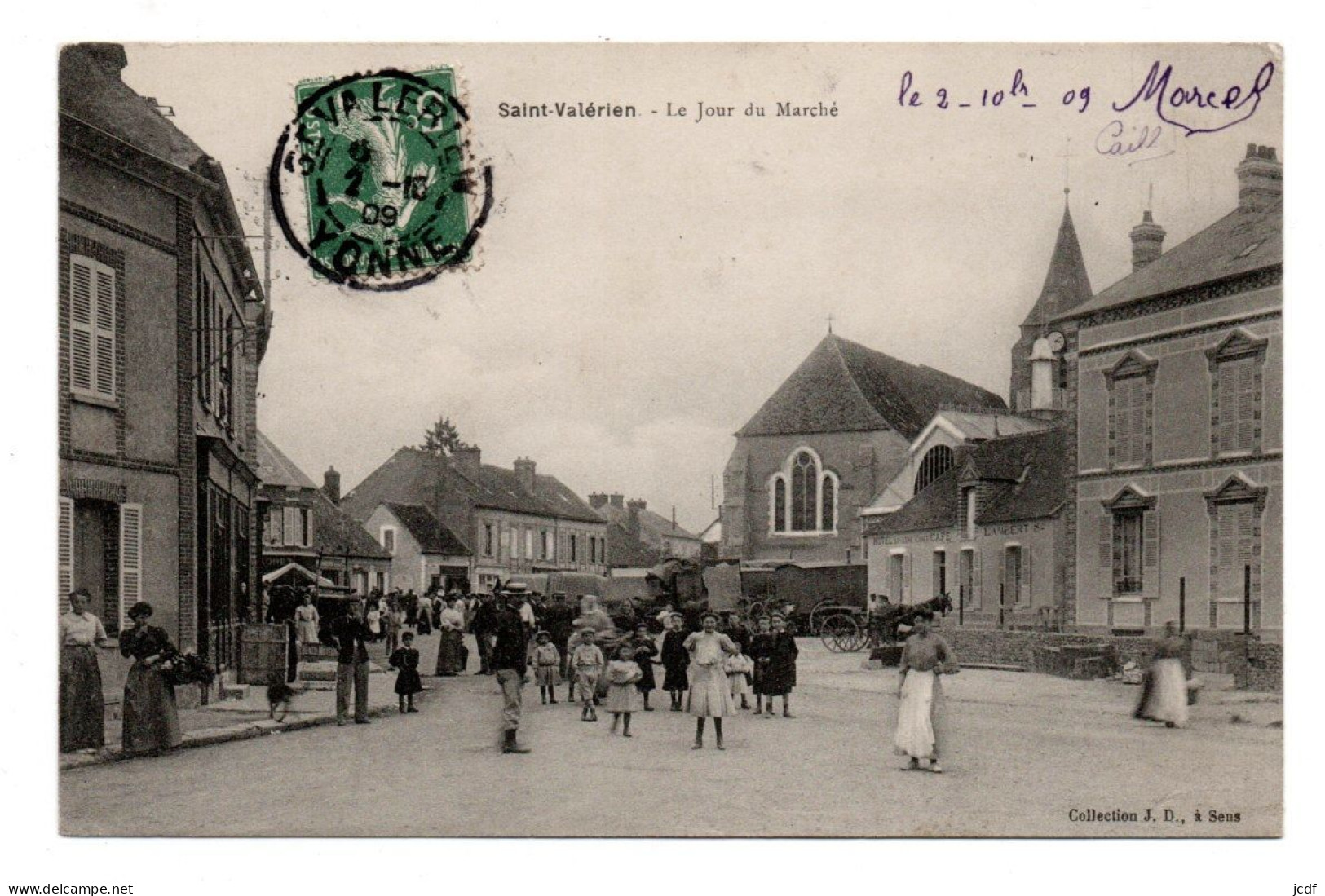 89 ST SAINT VALERIEN - Le Jour Du Marché - Coll JD 1909 - Carriole - Marchands Ambulants - Très Animée - Env Sens - Saint Valerien