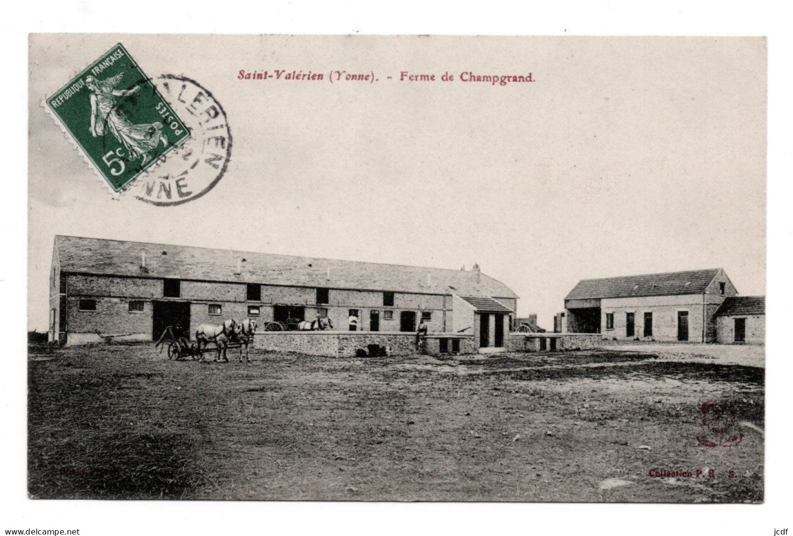 89 ST SAINT VALERIEN - Ferme De Champgrand - Coll PRS 1908 - Cour De Ferme Chevaux Attelés à Une Faucheuse Et Tombereau - Saint Valerien