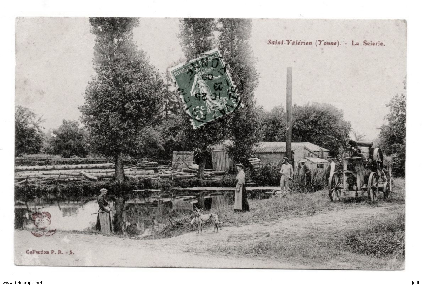 89 ST SAINT VALERIEN - La Scierie - Coll P.R.S 1909 - Locomobile - Pêcheur - Mare - Chien - Animée - Env Sens - Saint Valerien