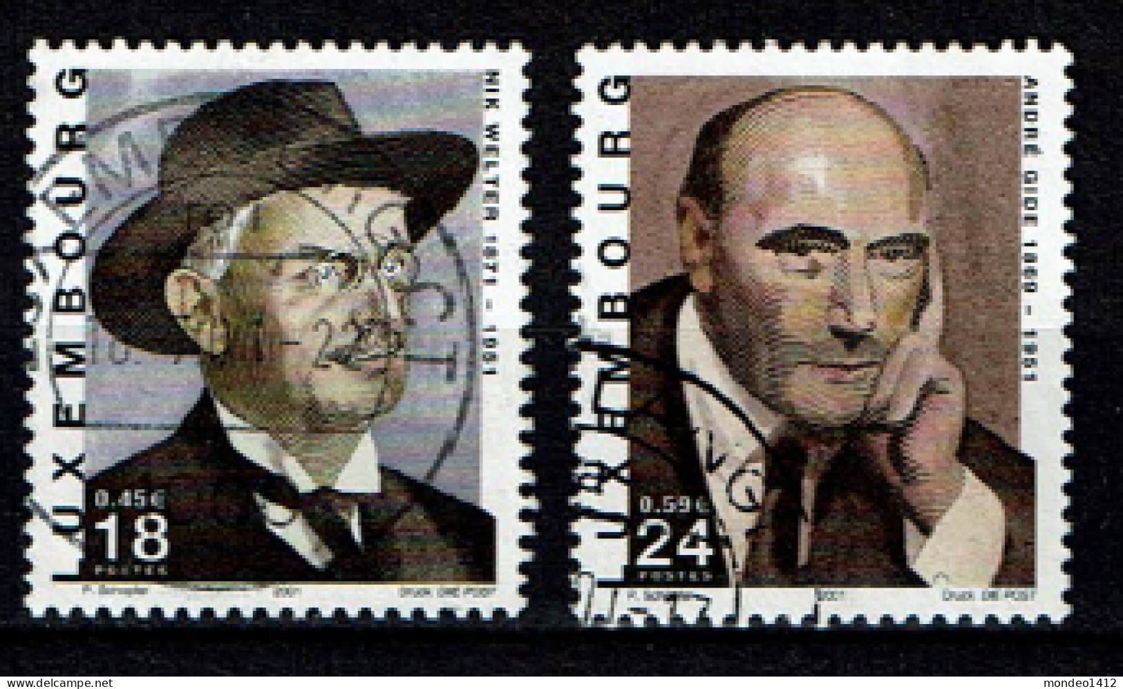 Luxembourg 2001 - YT 1479/1480 - Ecrivains, Novelists - Used Stamps