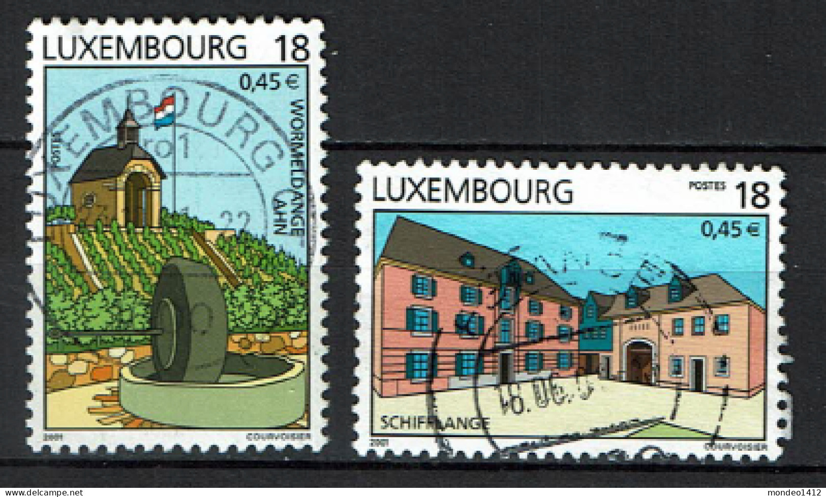 Luxembourg 2001 - YT 1477/1478 - Touristique, Tourist Attractions - Schifflange, Wormeldange-Ahn - Usados