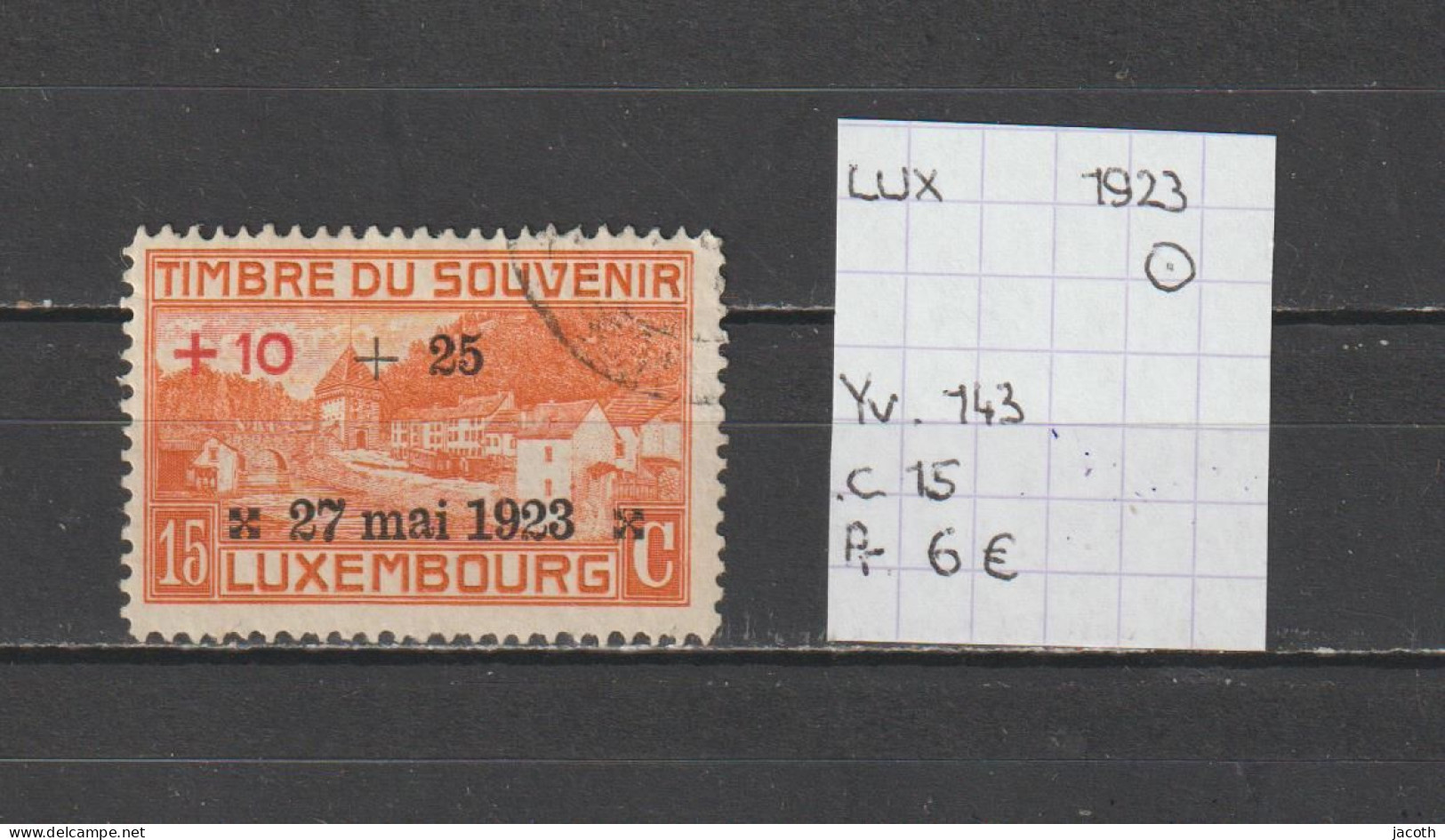 (TJ) Luxembourg 1923 - YT 143 (gest./obl./used) - Usati