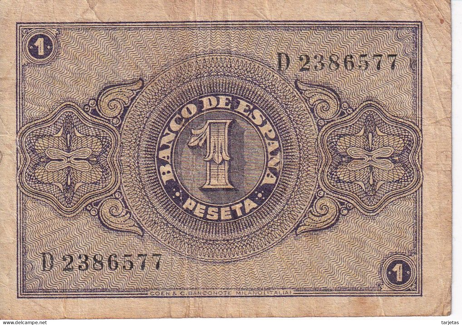 BILLETE DE BURGOS DE 1 PTA DEL 30 ABRIL 1938 SERIE D   (BANKNOTE) - 1-2 Pesetas