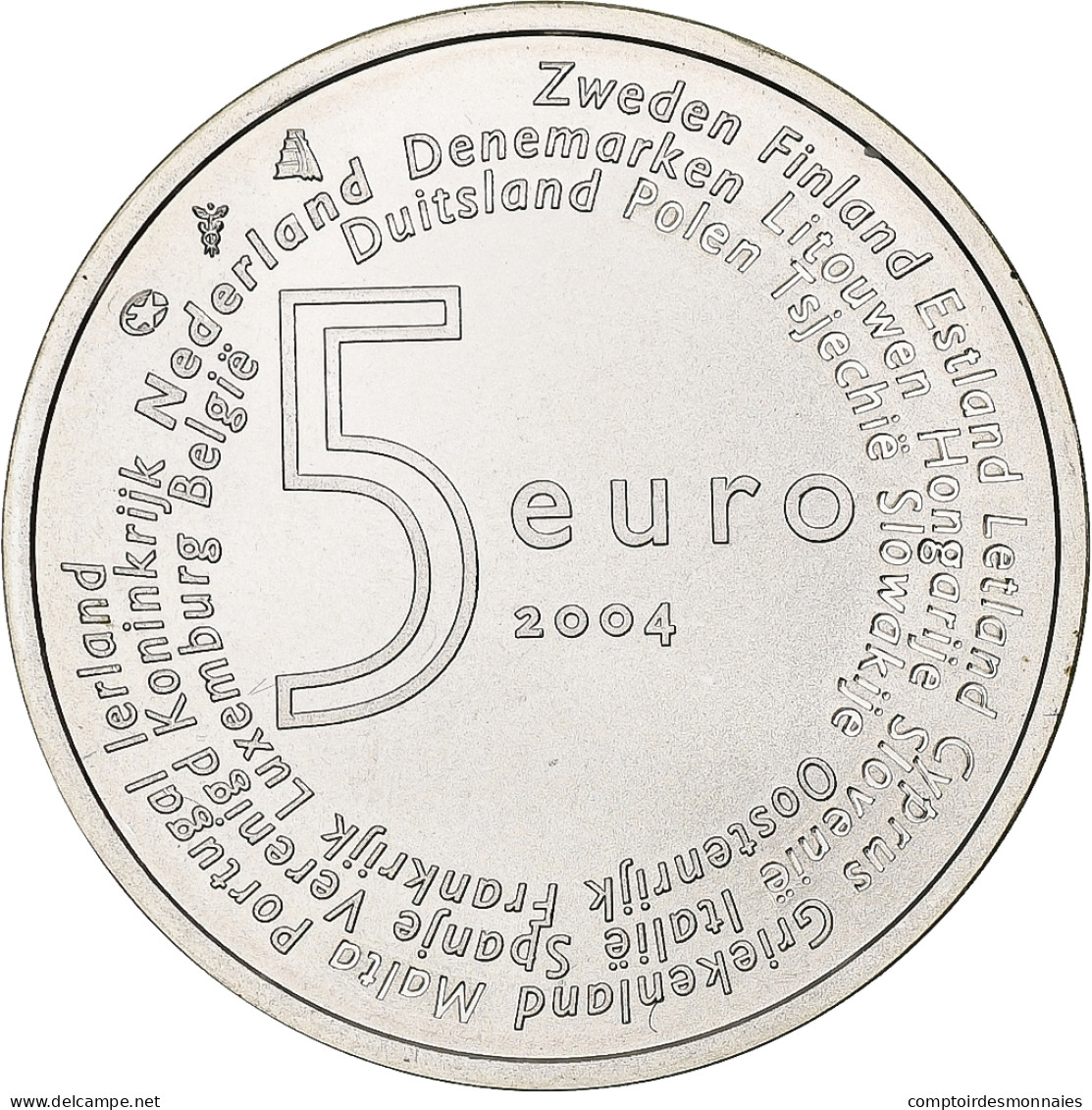 Pays-Bas, 5 Euro, 2004, Utrecht, SPL, Argent, KM:252 - Pays-Bas
