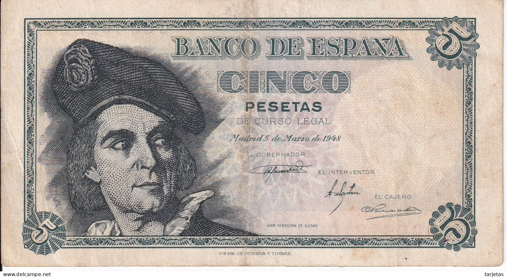 BILLETE DE ESPAÑA DE 5 PTAS DEL 1948 SERIE C (BANKNOTE) - 5 Pesetas