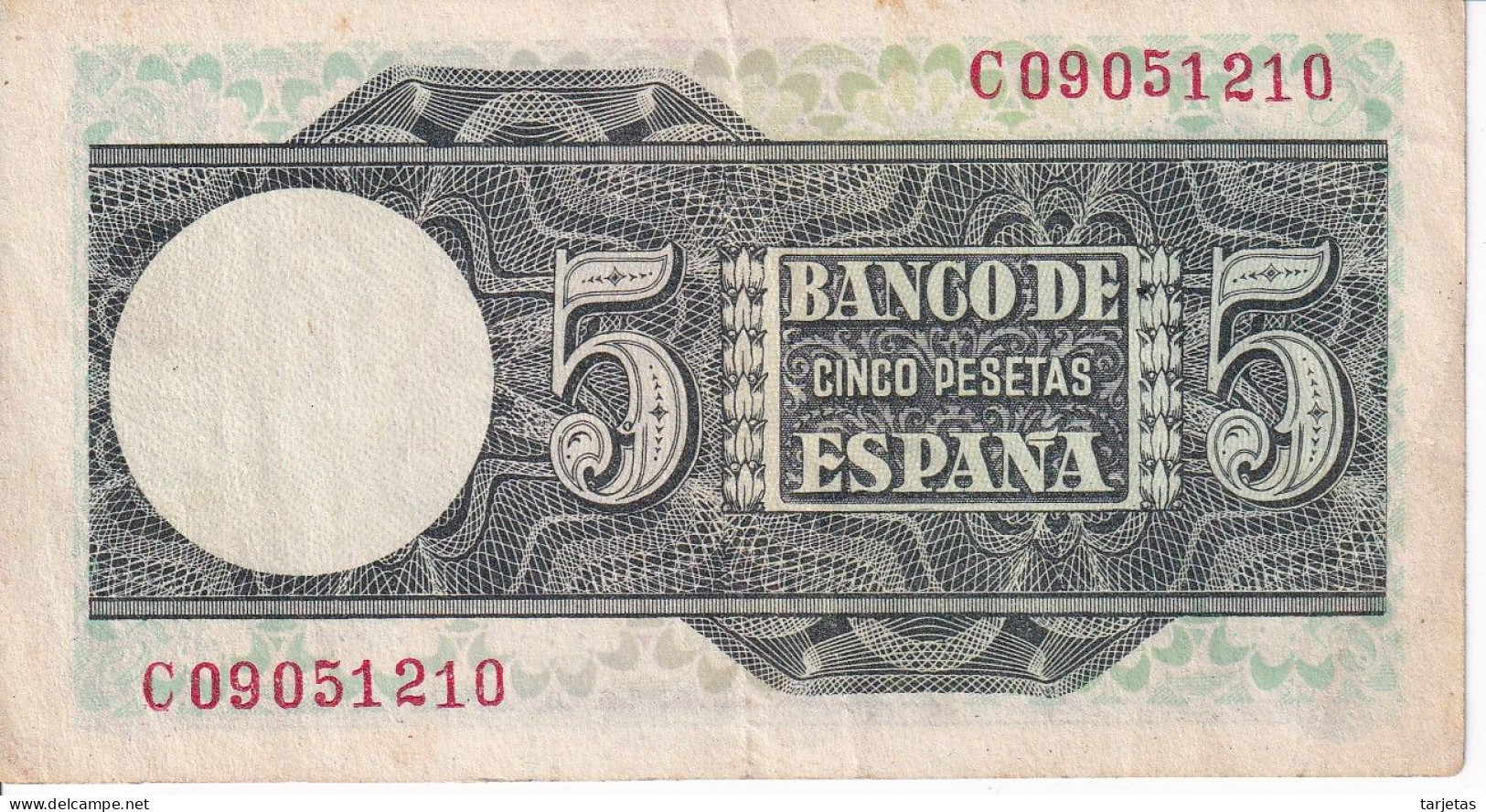 BILLETE DE ESPAÑA DE 5 PTAS DEL 1948 SERIE C (BANKNOTE) - 5 Peseten