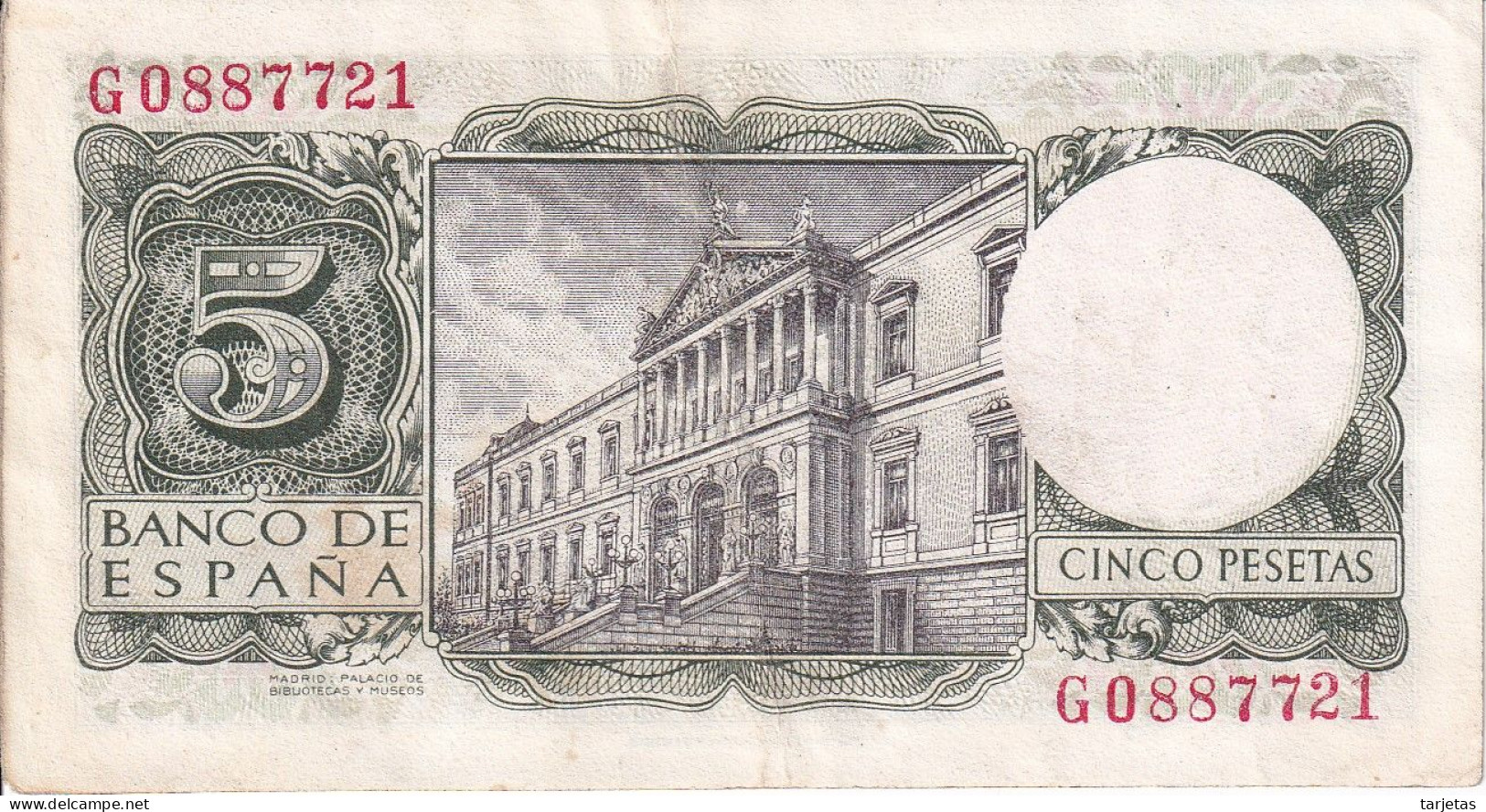 BILLETE DE 5 PTAS DEL AÑO 1954 SERIE G DE ALFONSO X EN CALIDAD EBC (XF) (BANKNOTE) - 5 Peseten