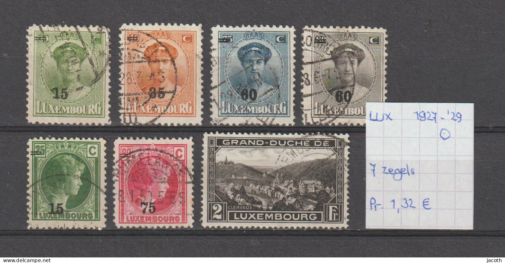 (TJ) Luxembourg 1927-29 - 7 Zegels (gest./obl./used) - Usados