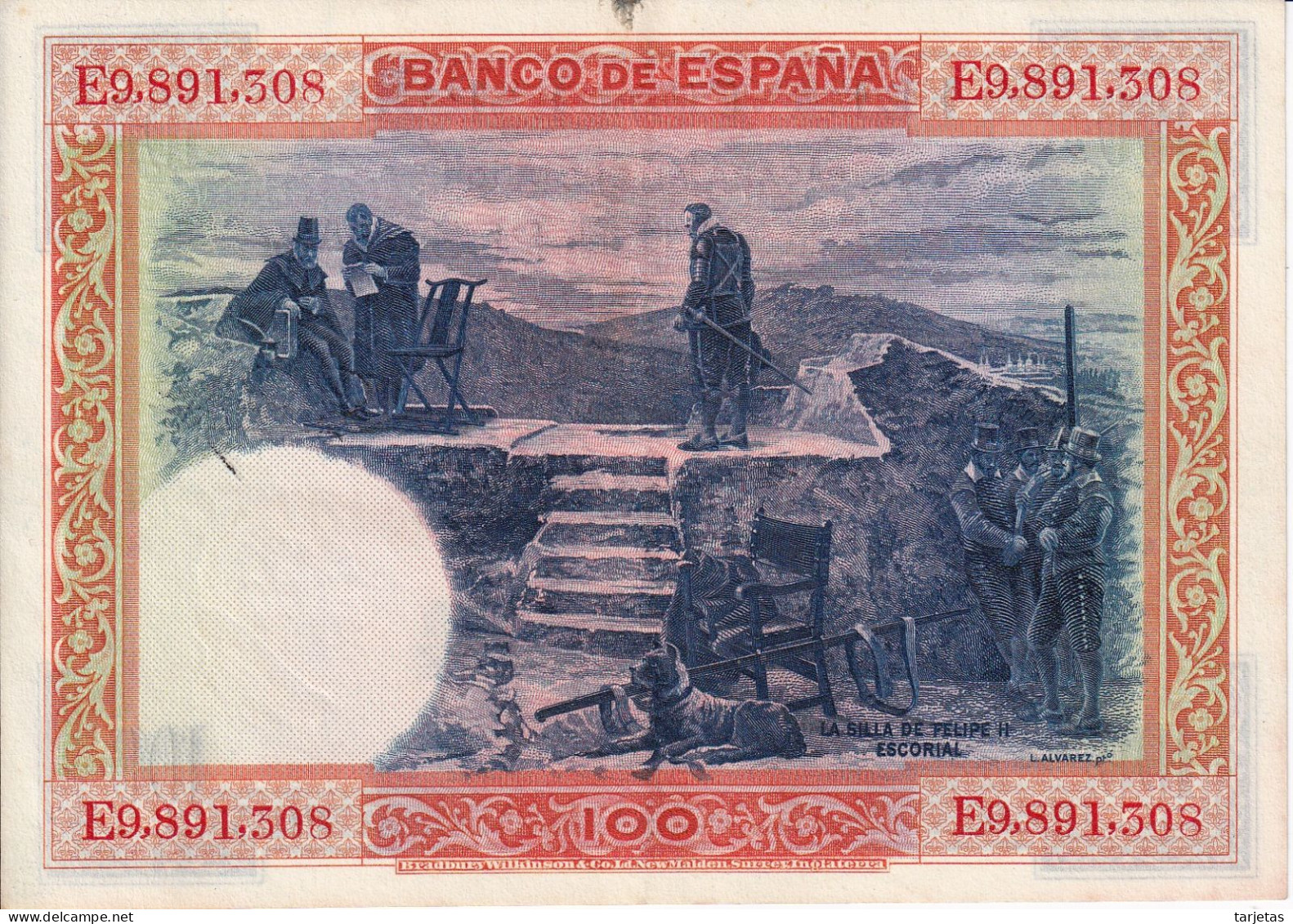 BILLETE DE ESPAÑA DE 100 PTAS DEL AÑO 1925 EN CALIDAD EBC (XF) (BANKNOTE) FELIPE II - 100 Peseten