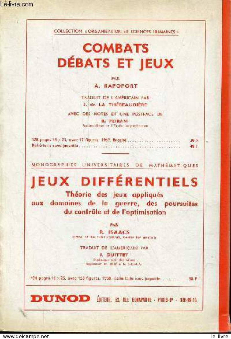 Théorie Des Jeux à Deux Personnes Les Principes Essentiels - Collection Initiation Aux Nouveautés De La Science N°13. - - Sciences