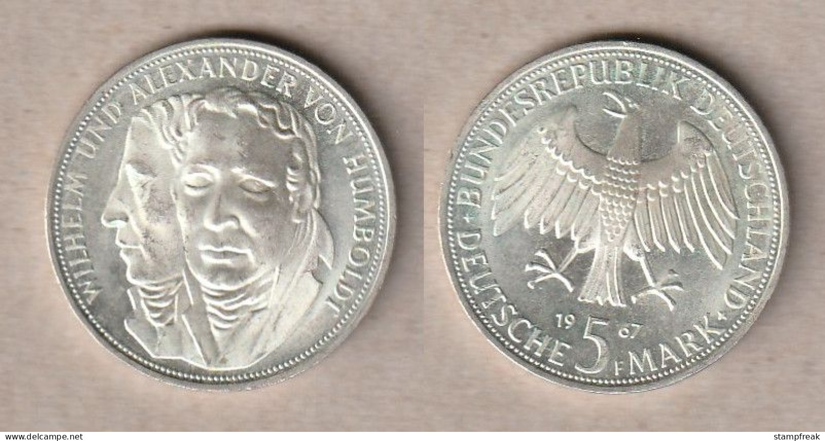 01548) Deutschland, 5 Mark 1967F Humboldt - 5 Marcos