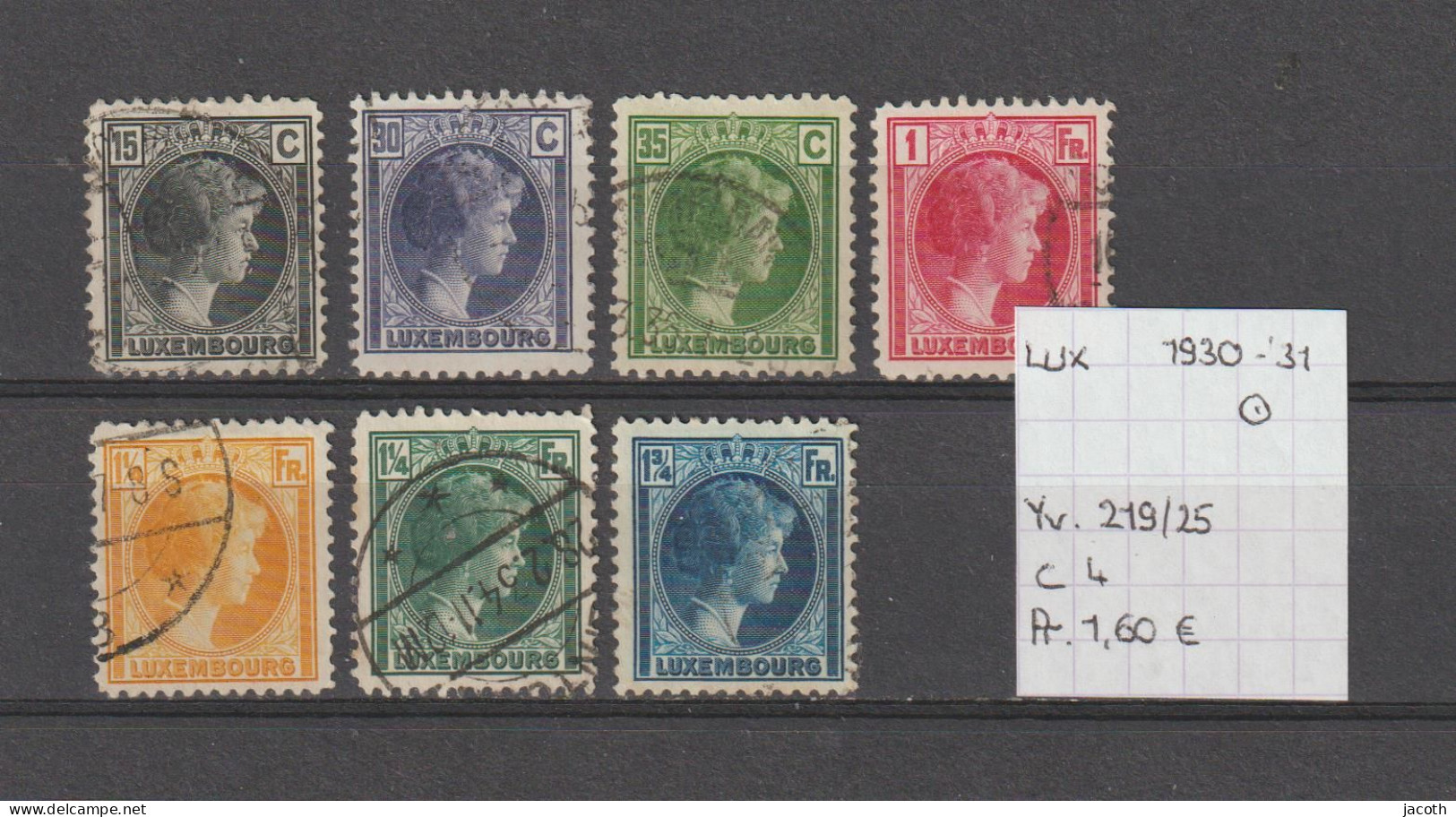 (TJ) Luxembourg 1930-'31 - YT 219/25 (gest./obl./used) - 1926-39 Charlotte Right-hand Side