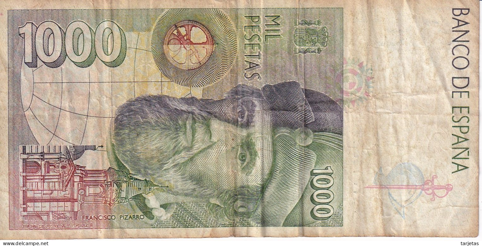 BILLETE DE 1000 PESETAS DEL AÑO 1992 DE HERNAN CORTES SERIE 2S (PIZARRO) - 1000 Pesetas