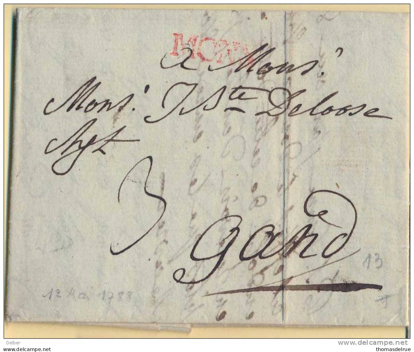_ik729: Brief  Van MONS Verstuurd Naar Gand 12  Mai 1788 - 1815-1830 (Periodo Holandes)