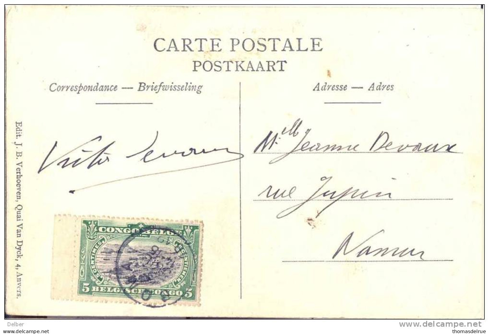 _ik899: N° 54 Met Bladboord: BOMA 2 JUIL 14-15 1912 > Namur (= Tarief Drukwerk)Postkaart: Panorama De Boma - Storia Postale