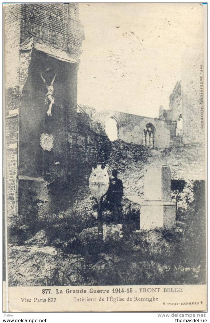 _F053:877 La Grande Guerre 1914-15 FRONT BELGE Intérieur De L'Eglise De Reninghe: S.M.B: PMB-BLP 11 VIII 16 Verstuurd - Lo-Reninge