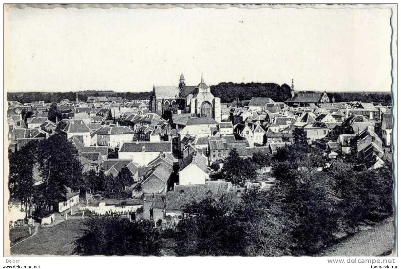 _F063: DIEST- Panorama : Met Vlaggestempel:DIEST-SPORTCENTRUM  Monulentale ST-Sulpitiuskerk... - Diest