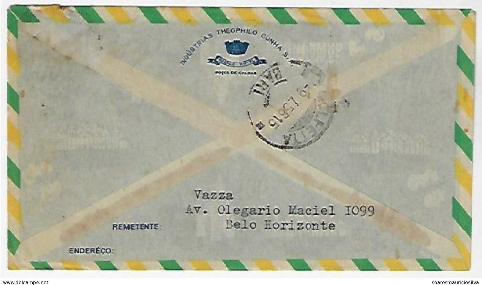 Brazil 1956 Cover Sent From Belo Horizonte To Bari Italy Stamp International Geography Congress + 2 Definitive - Covers & Documents