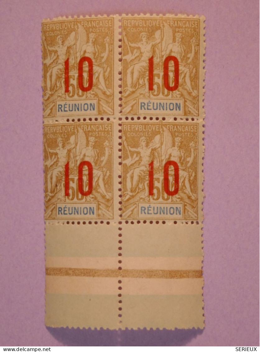 AD0 REUNION   BEAU BLOC  DE 4 N° 78. 10 ESPACéS ?  NEUF ** +++ - Unused Stamps