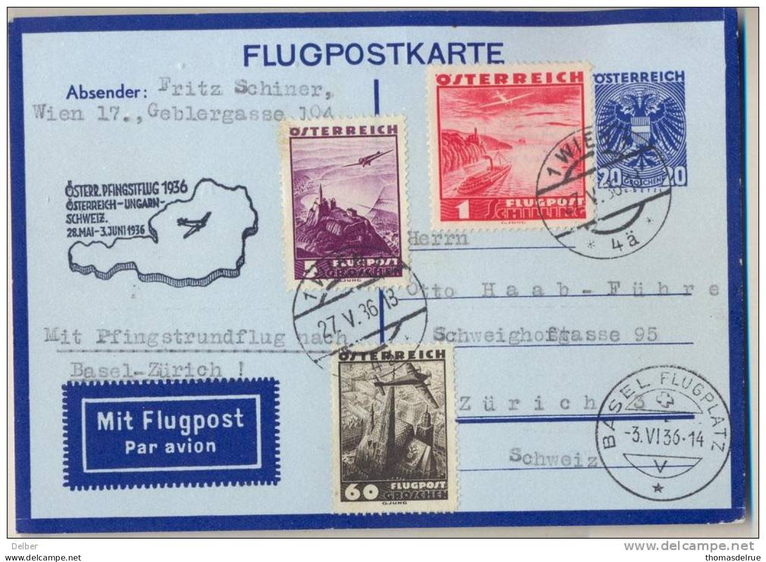 _Np317:Mit Pfingstrundflug 1936 Nach Basel-Zürich 27.V.36 - Sonstige & Ohne Zuordnung