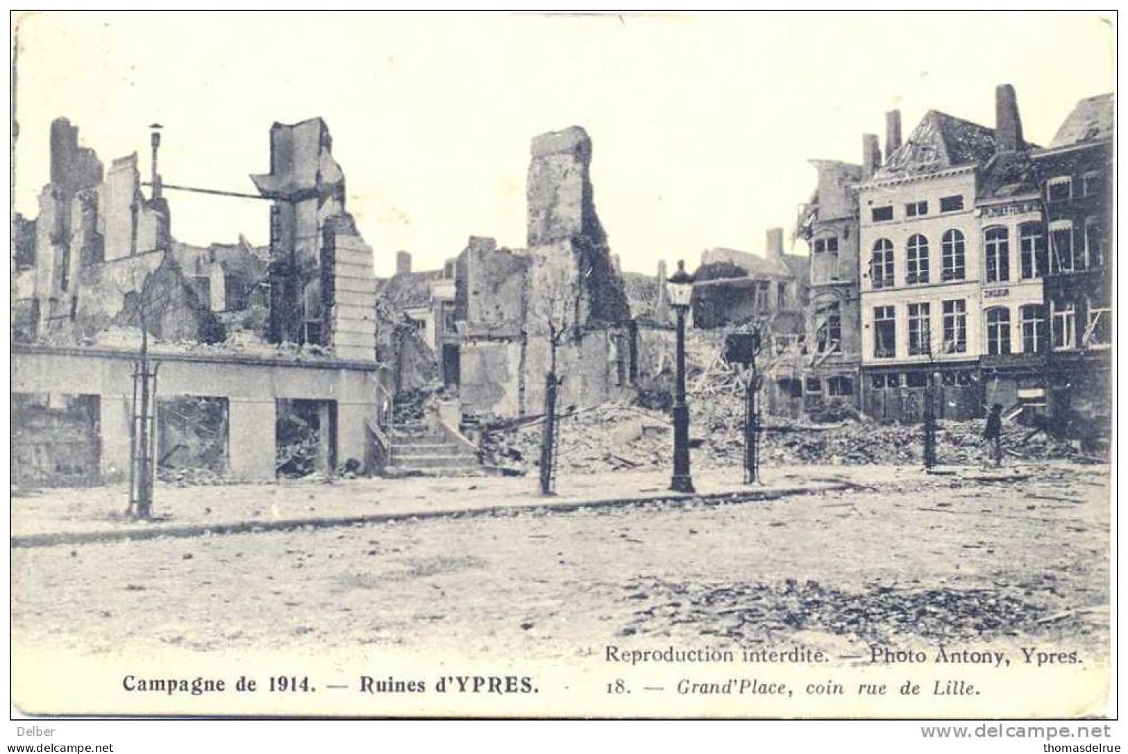 _Nx475:S.M. Vanuit: PANNE 17 IV 15 > Kent Angleterre: Ruines D'Ypres 18.- Grand'Place, Coin Rue De Lille - Not Occupied Zone