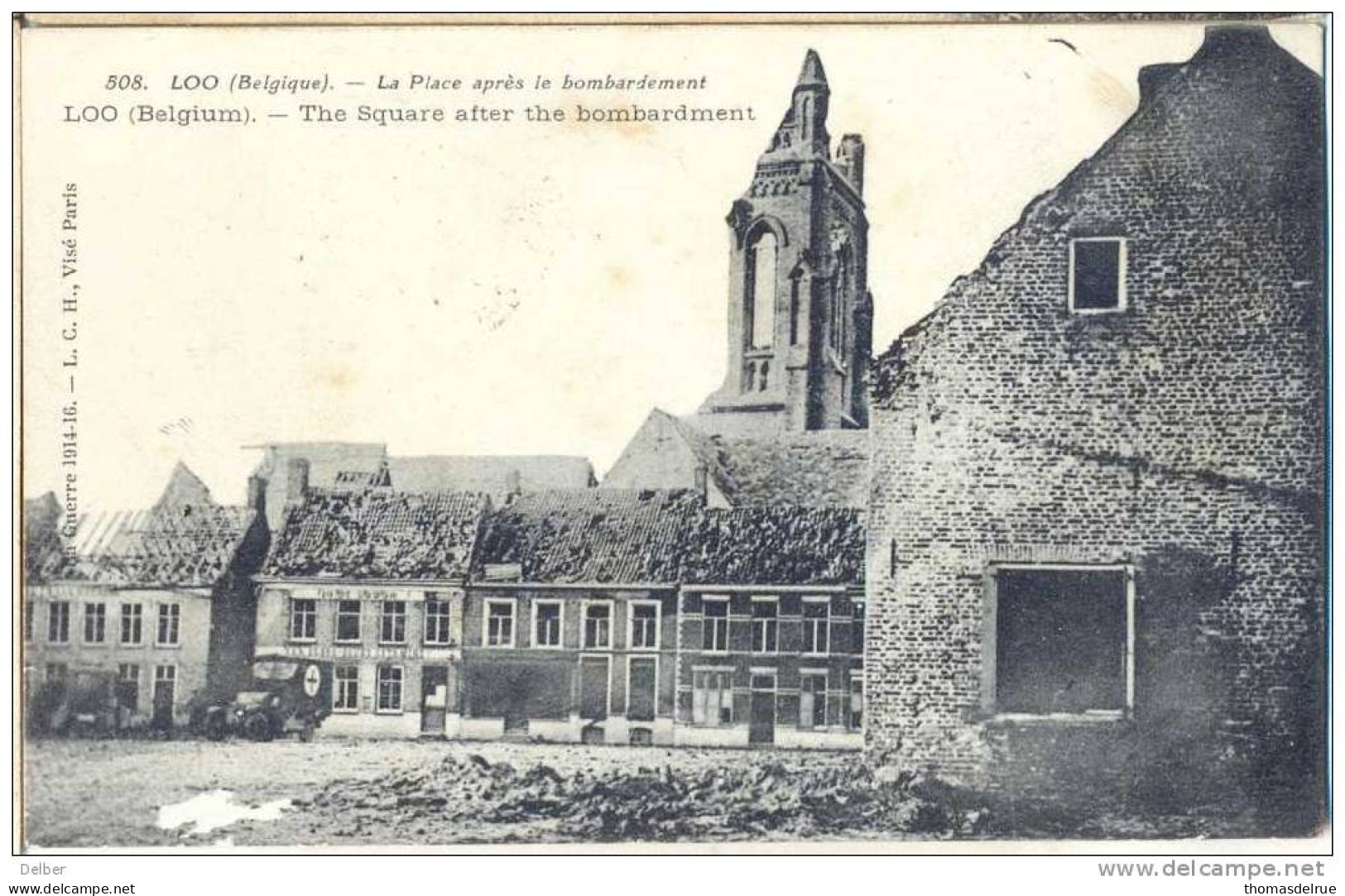 _Cc707: 508. LOO (Belgique) La Place Après La Bombardement......verstuurd  PMB-BLP 17 I 17 >  PMB-BLP 31 1 17  S.M. - Lo-Reninge