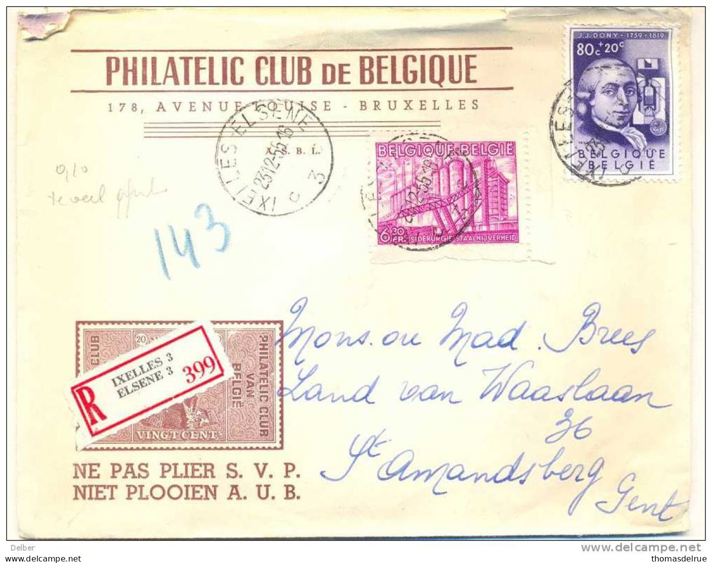 _Nx036: N° 766 + 974 Op Aangetekende Brief > Gent : 0.10Fovergefrankeerd - 1948 Export