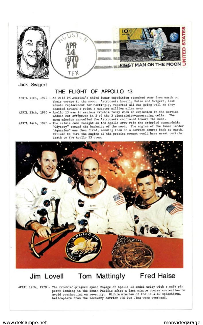 The Flight Of Apollo 13 - Houston - 14 04 1970 - Souvenir 053C - USA