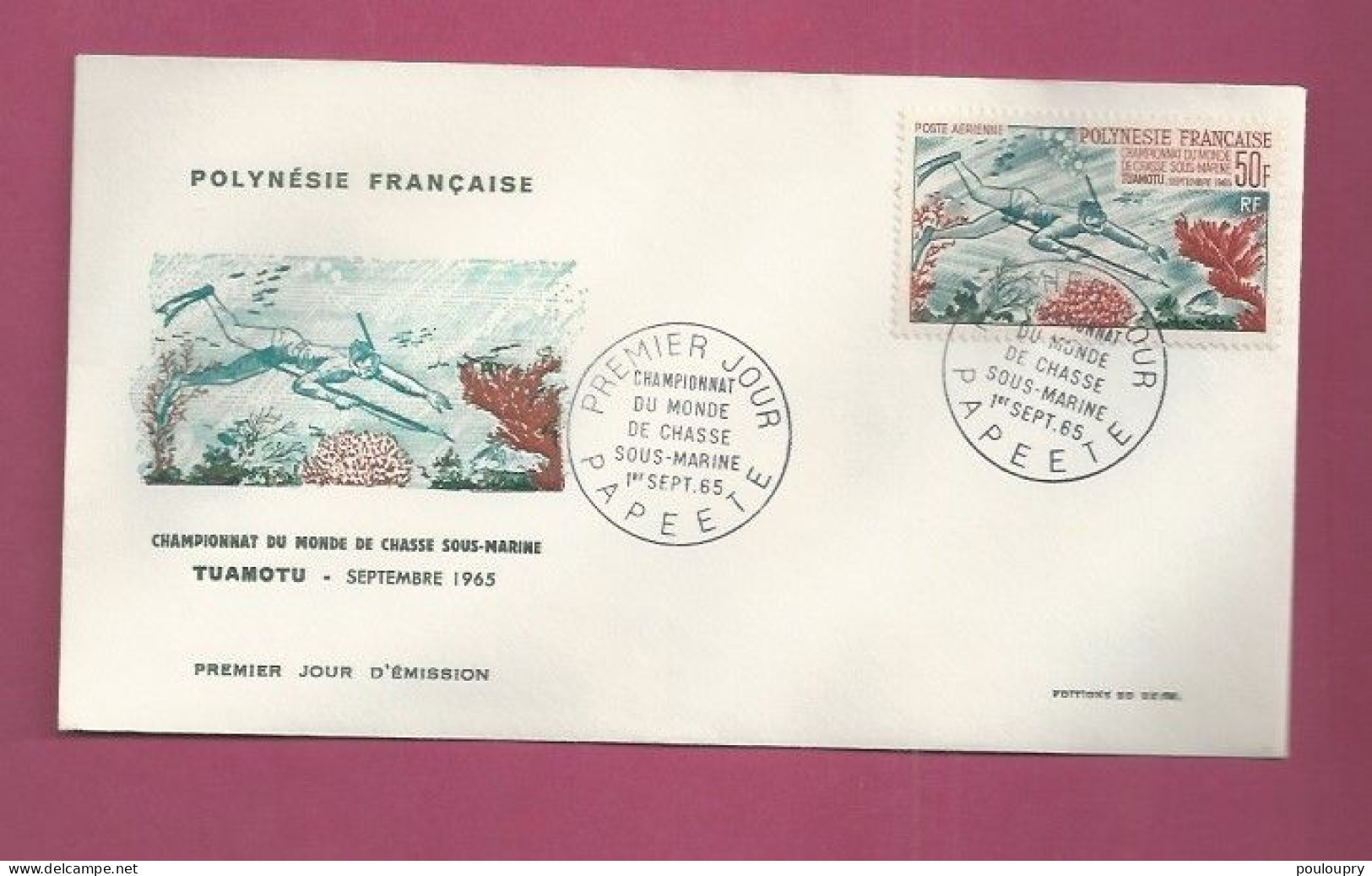 FDC YT N° PA 14 - Chasse Sous-marine - Lettres & Documents