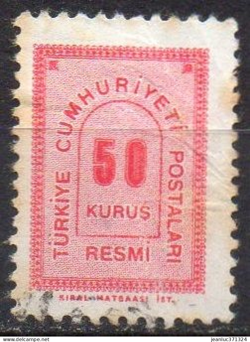 TURQUIE N° Serv 85 O Y&T 1963 50 K Rouge - Official Stamps