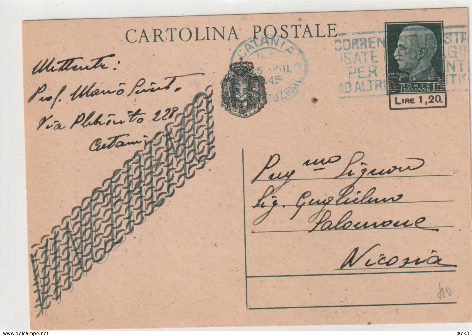 INTERO POSTALE - 1,20£ SU 15CENT - Stamped Stationery