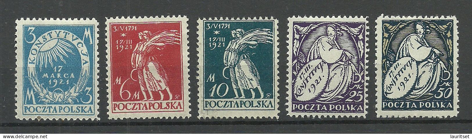 POLEN Poland 1919 = 5 Values From Set Michel 164 - 170 * - Unused Stamps