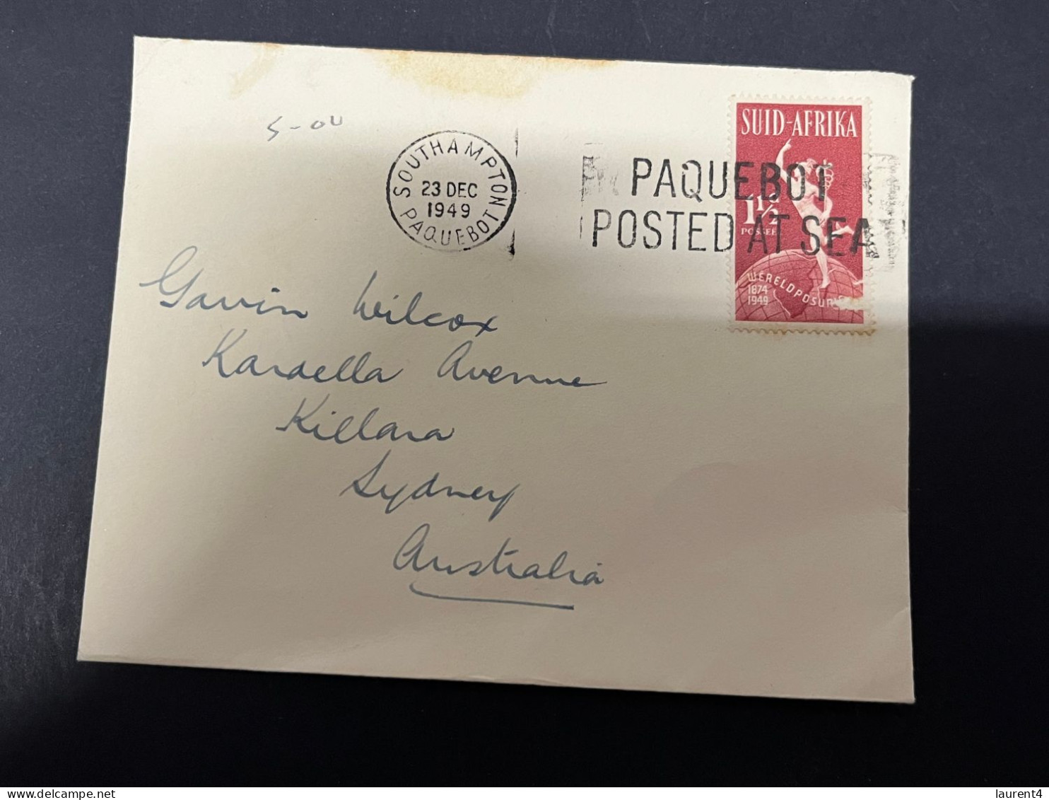 7-12-2023 (3 W 34) Paquebot Mail Posted From South Africa To Australia (1949) As Seen On Scan (Union Castle Line) - Sonstige (See)