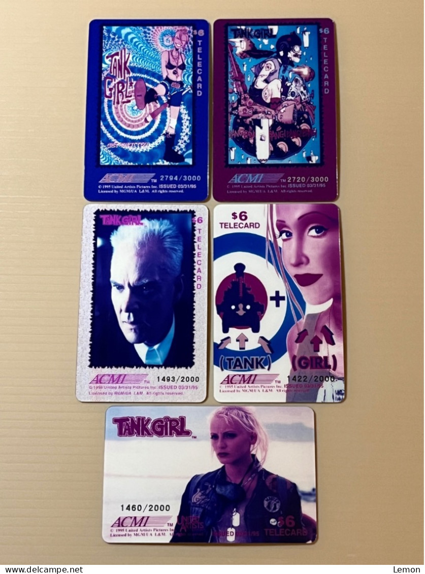 Mint USA UNITED STATES America Prepaid Telecard Phonecard, Tank Girl, Set Of 5 Mint Cards - Verzamelingen