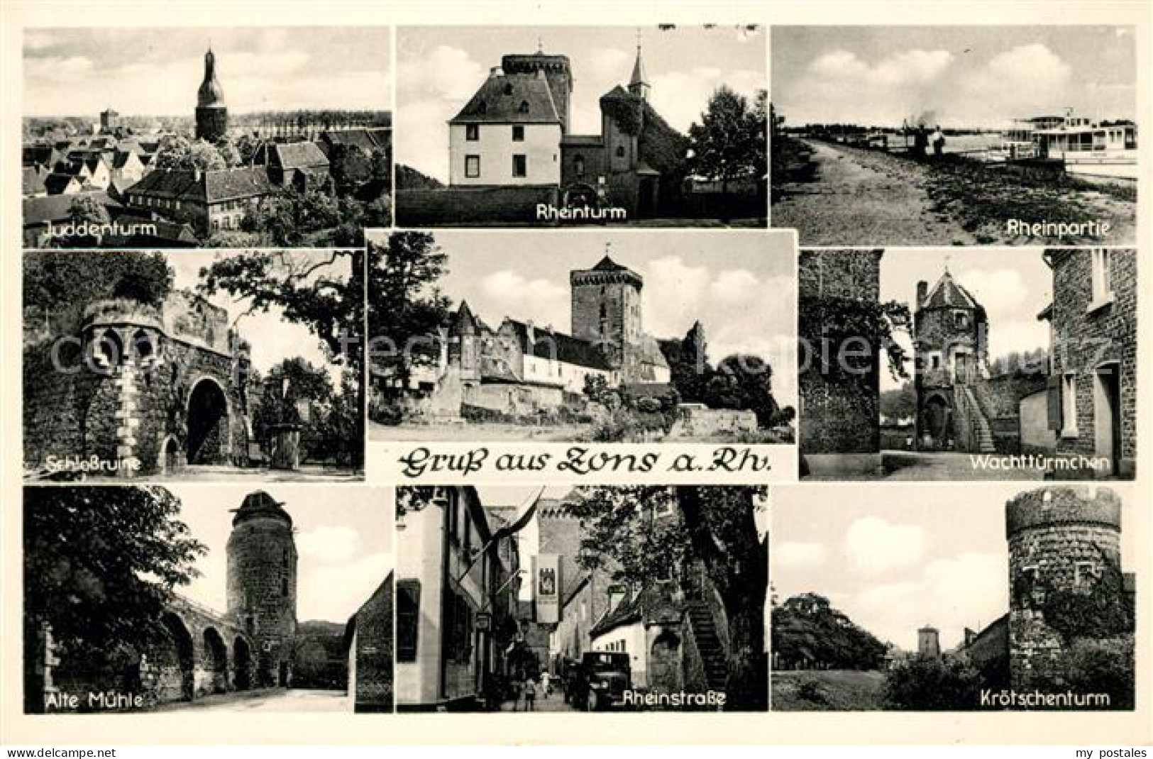 43110642 Zons Juddenturm Rheinturm Rheinpartie Schlossruine Wachttuermchen Alte  - Dormagen
