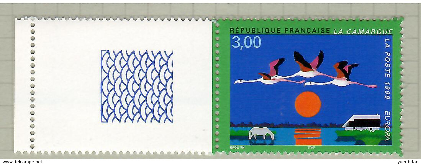France 1999, Bird, Birds, 1v, MNH** - Flamingo