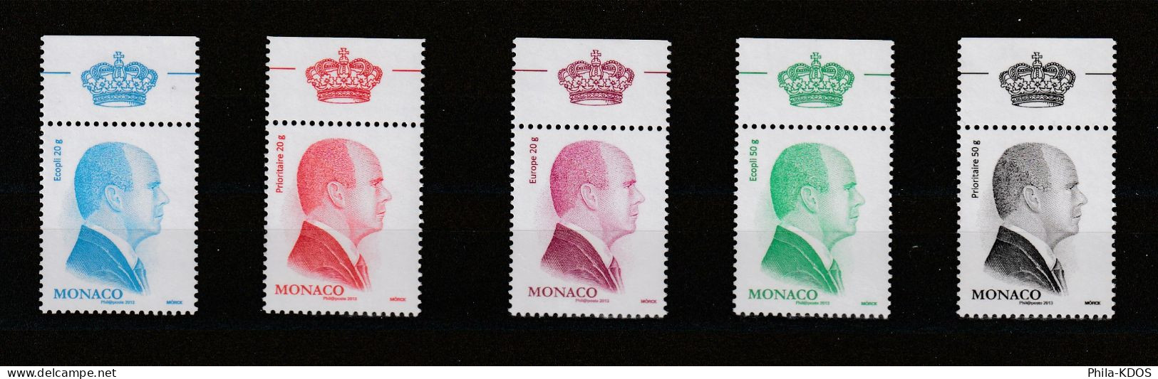 2012  AVEC COURONNE " ALBERT II, PRINCE DE MONACO " Sur Série Neuve ** MNH YT 2851 à 2855. A Saisir !!! - Ongebruikt