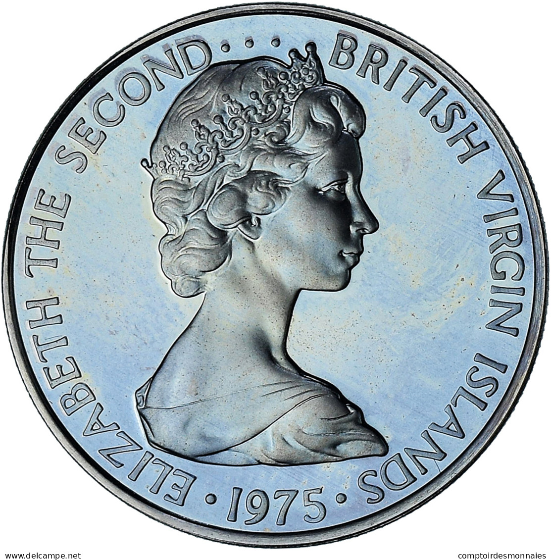 Îles Vierges Britanniques, Elizabeth II, 25 Cents, 1975, Proof, FDC, Du - Iles Vièrges Britanniques