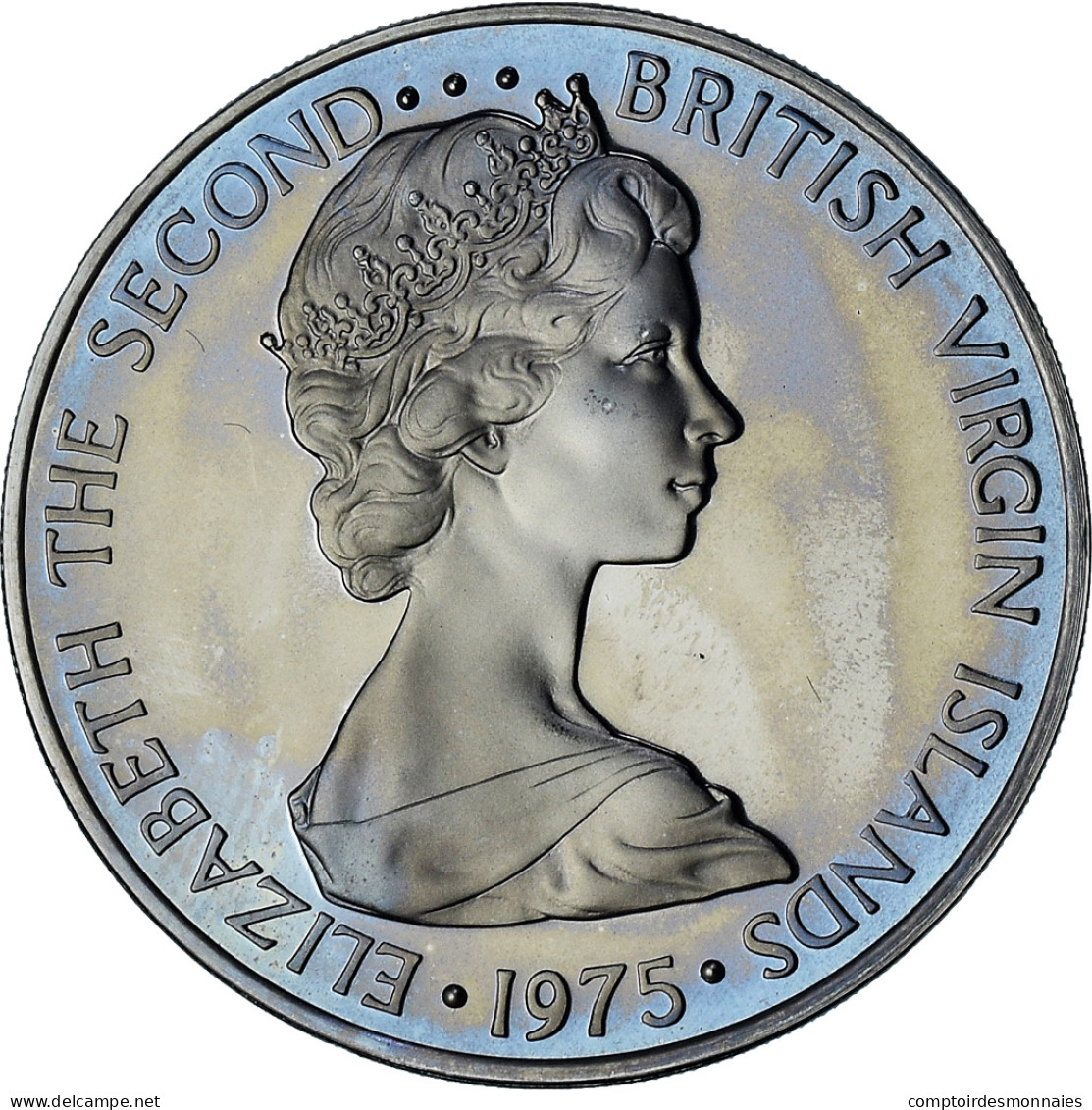 Îles Vierges Britanniques, Elizabeth II, 50 Cents, 1975, Proof, FDC, Du - Iles Vièrges Britanniques