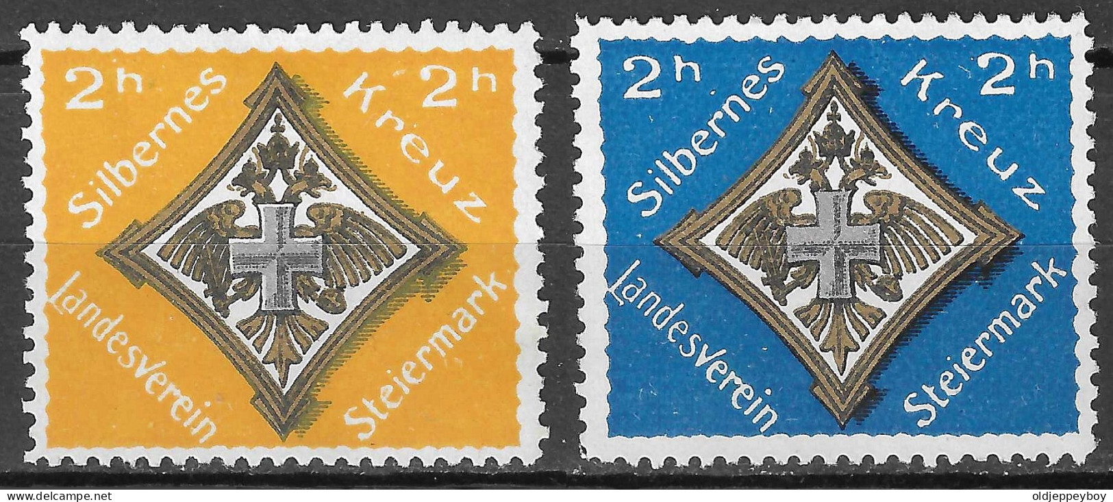 AUSTRIA Österreich Silbernes Kreuz Landesverein Steiermark Vignetten Spendemarken WW1 SET OF 2 - Militaria