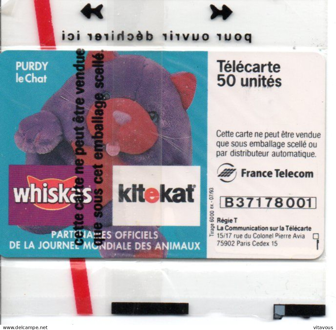 En 691 PURDY LE CHAT - Whiskas Kitekat  Télécarte FRANCE 50 Unités NSB Phonecard (F 107) - 50 Eenheden