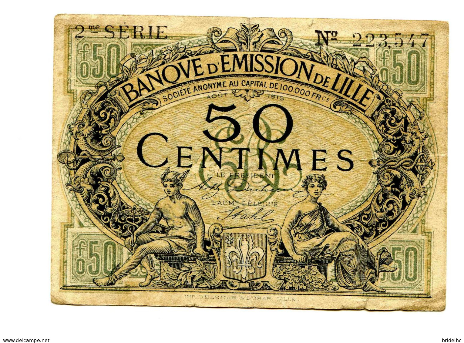 50 Centimes Banque D'Émission De Lille - Bonos